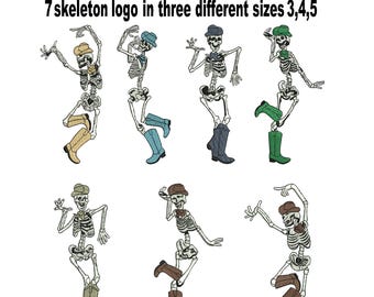 Skulls Logo Stickdatei, verschiedene Grössen 3, Stickmuster: Skelette , verschiedene Grössen 3 , Stickdatei