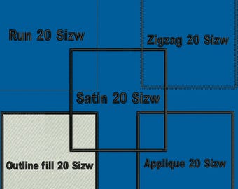 Applikations-Stickerei Muster – Run, Zick-Zack, Satin, Outline Fill & – 20 Größen – Maschinenstickerei digitaler Download