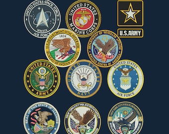 Stickdatei VEREINIGTE STAATEN: 2018 Flagge, Heer, Marine, Armee, Marine, Militär & Armee Abzeichen (Instant Download)