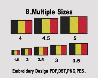 Belgien Flagge Stickdatei: 8 Größen (Instant Download)