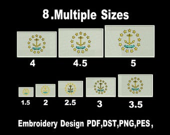 Rhode Island Flag Embroidery Design: Digitize, Embroidery Digitize,8 Sizes, custom patches ,America state Flag, DST, PES, (Instant Download)