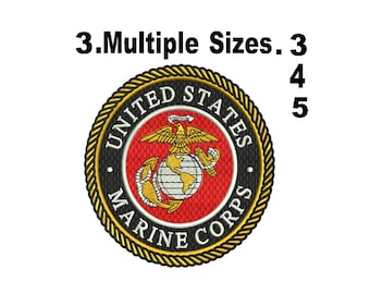 US Marine Corps Stickdatei: 3 Mehrere Größen , Stickdatei (Digitaler Download)