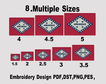 Arkansas Flag Embroidery Design: Digitize, Embroidery Digitize, 8 Sizes, custom patches ,America state Flag, DST, PES, (Instant Download)