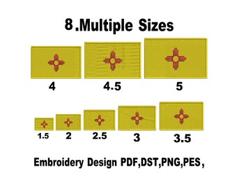 New Mexico Flag Embroidery Design: Digitize, Embroidery Digitize, 8 Sizes, custom patches ,America state Flag, DST, PES, (Instant Download)