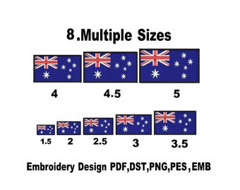 Australien Flagge Stickdatei: 8 Größen , benutzerdefinierter Aufnäher (Instant Download)