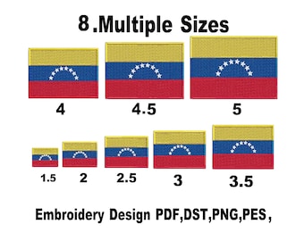 Venezuela Flagge Maschinenstickerei: Bolero in 8 Größen, Venezuela - Aufnäher (Instant Download)