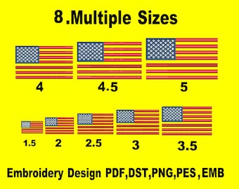 Amerikanische Flagge, USA Flagge Stickdatei, Maschinenstickerei: 8 Größen, Maschinenstickerei, Instant Download