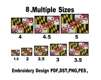 Maryland Flag Embroidery Design: Digitize, Embroidery Digitize, 8 Sizes, custom patches ,America state Flag, DST, PES, (Instant Download)