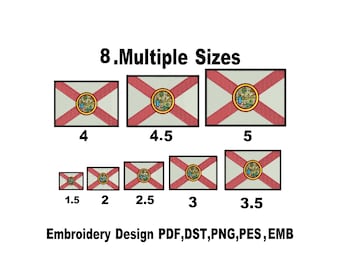 Florida Flagge Stickdatei: 8 Größen , Stickdatei, Aufnäher zum nähen (Instant Download)