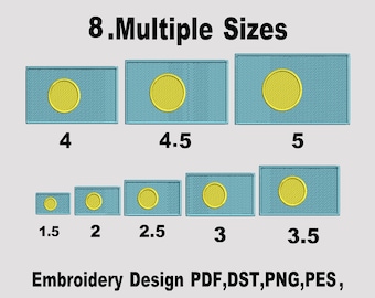 Palau Flagge Maschinenstickerei: 8 Größen, Palau, Aufnäher nach Maß (Instant Download)