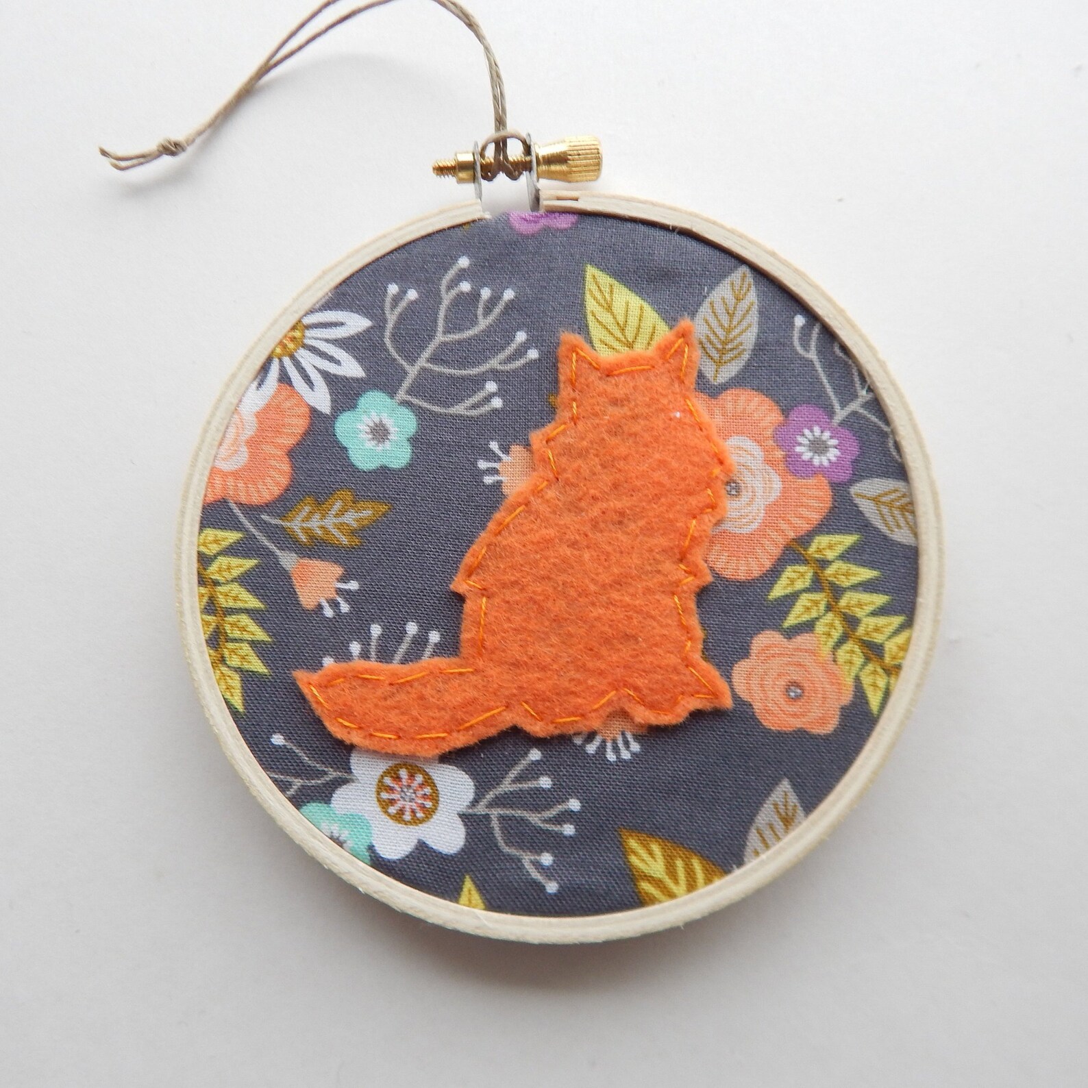 4 Fluffy Orange Cat Embroidery Hoop Ornament Etsy