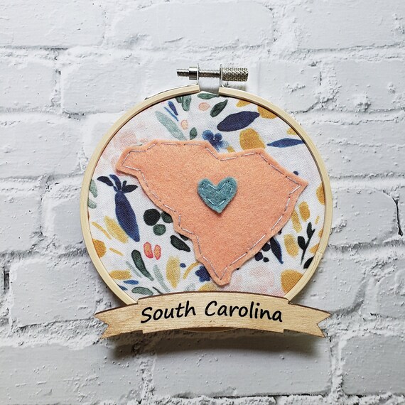 4 South Carolina Embroidery Hoop Ornament Etsy