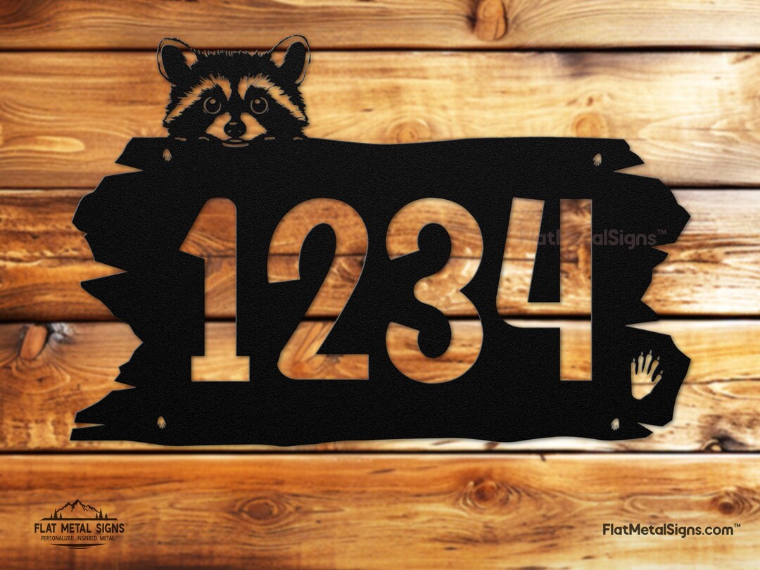 Personalized Raccoon Address Sign: Rustic Metal Cabin or Home Decor - Etsy