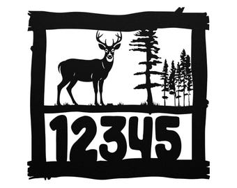 Rustic Deer Address Sign – Metal House Number