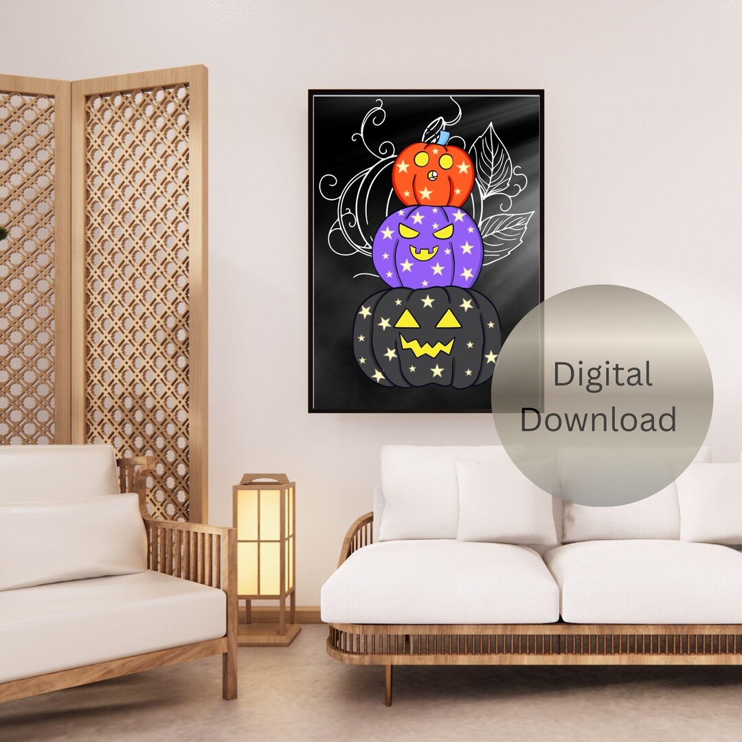 Halloween Wall Art Printable Digital Pumpkin Moody Gallery Wall October ...