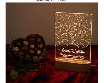 Custom star map by date,Engraved Anniversary Present,Unique Wedding Gift for Him/Her