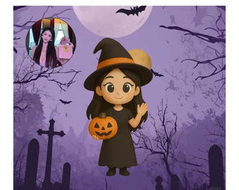 Custom Halloween Acrylic Keychain: Personalized AI Cartoon Portrait