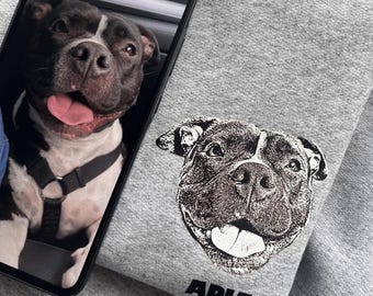 Bluza z kapturem z portretem zwierzaka, spersonalizowany prezent dla miłośnika psów i kotów, spersonalizowany portret psa, bluza z kapturem dla zwierzaka