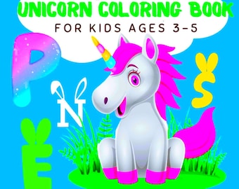 Unicorn Alphabet coloring book. Cute ABC coloring pages for kids.