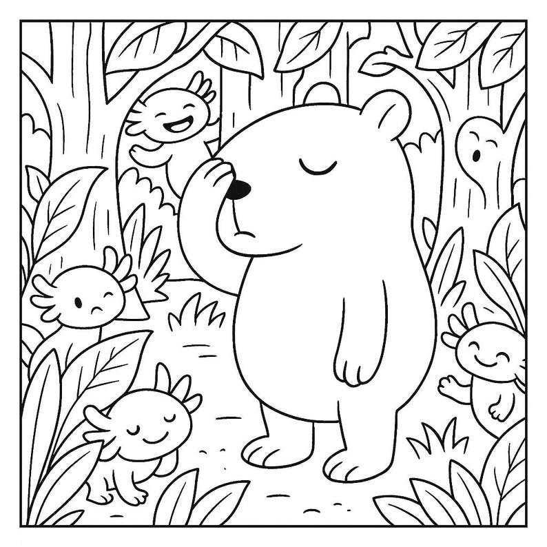 Cute Capybaras and Axolotls Coloring Book: 30 Adorable Animal Pages for ...