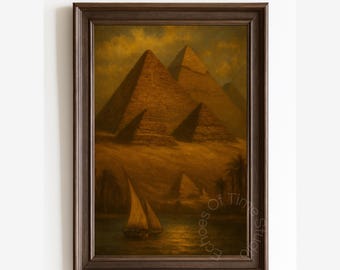 Pirámides del Antiguo Egipto para imprimir, arte mural del desierto egipcio, lámina de paisaje del río Nilo, decoración histórica vintage, decoración del hogar