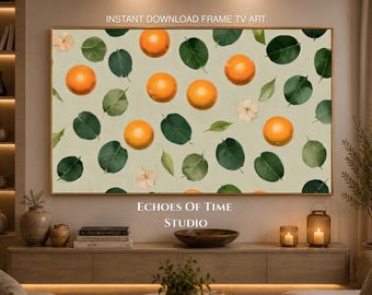 Samsung Frame TV Art / Diseño de cítricos naranjas / Protector de pantalla botánico mediterráneo / Decoración de pared para cocina de verano / Descarga instantánea
