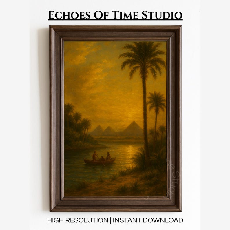 Pyramids of Giza Oil Painting: Nile River Sunset (digital Download) - Etsy