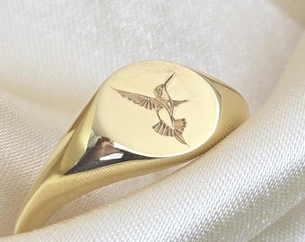 Kolibri Siegelring: Vergoldetes Sterlingsilber, Naturschmuck
