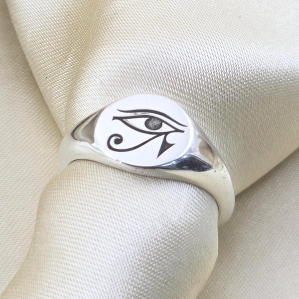 Eye of Horus Signet Ring | Religious Spiritual Ring | Egyptian Protection Symbol Jewelry