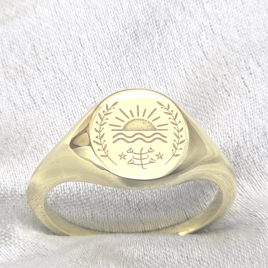 Baha'i Signet Ring, Sunrise Engraved Spiritual Jewelry, Faith, Divine ...