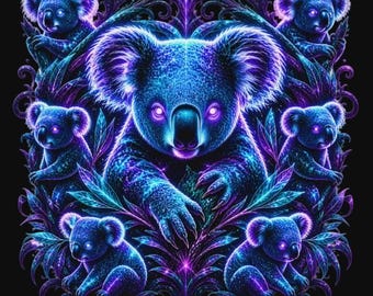 Neon Koala T-Shirt: Bold, Fun, Humorous Animal Art Tee