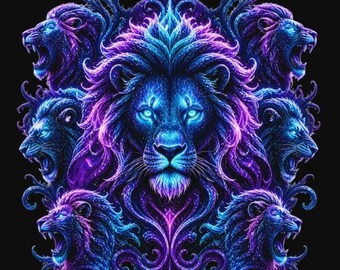 Neon Lion Graphic Tee: Bold, Fun, Humorous T-Shirt