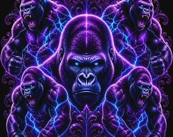 Electric Gorilla King T-Shirt – Bold, Humorous Ape Graphic Tee