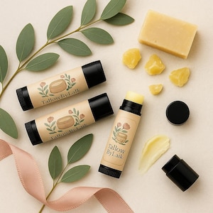 Beef Tallow Lip Balm 3-Pack • Nourishing Natural Chapstick • Small Batch • Sensitive-Skin Safe • Giftable • Made in USA