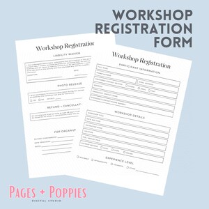 Workshop Registration Form Template for Canva Printable Waiver Form ...