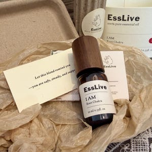 I AM Essential Oil Blend Root Chakra, Grounding Aromatherapy for Stability & Calm, Vetiver Sandalwood Patchouli Bergamot