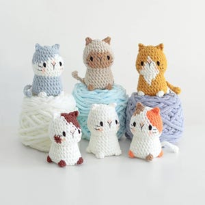 No Sew Kawaii Cat Amigurumi Crochet Pattern Bundle, 6 in 1 PDF Digital Download in English, Deutsch, Français, Español, Português