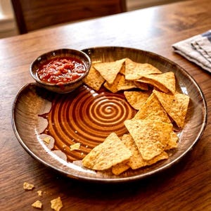 Handmade Ceramic Chip and Dip Set, Artisan Pottery, Spiral Serving Platter, Entertaining Gift