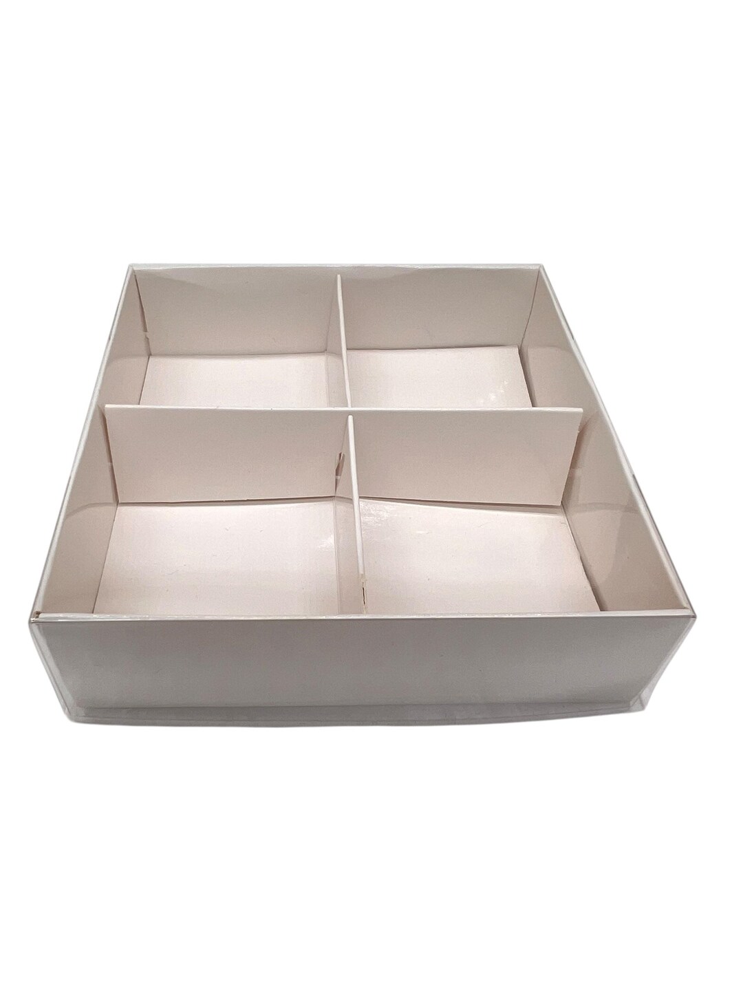 White 4-compartment Gift Box With Clear Lid | Bakery, Candy ...