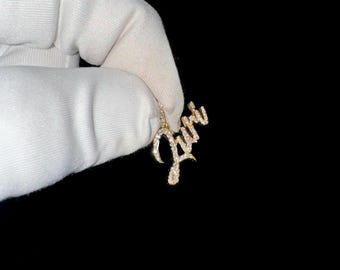 10K Gold Lab Grown Diamond Name Pendant Necklace, Personalized Jewelry, Birthday Gift