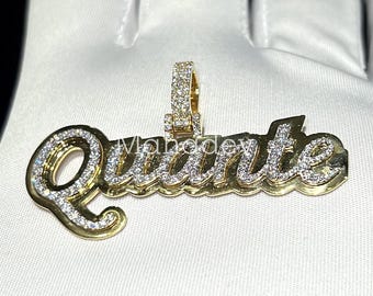 14K Solid Gold Diamond Name Necklace , Gold Name Necklace , Personalized Jewelry , Personalized Gifts , Mothers Day Gift , Gift Name Pendant