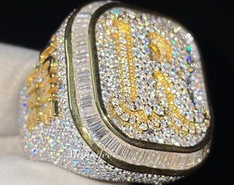 YOSZO Iced Out CZ Ring – 18K Gold Plated, Baguette Princess Cut, Bling Ring For Men & Women - View #6