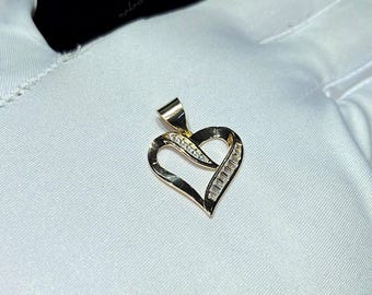 Collar con nombre personalizado de diamantes, colgante con argolla en forma de corazón de oro de 14 quilates, dije con escritura personalizada, collar con diamantes cultivados en laboratorio