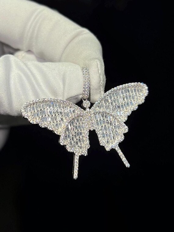 Lab grown diamond necklace, Diamond Butterfly Necklace, Hip Hop Jewelry, lab diamond pendant, Custom lab diamond necklace, Butterfly pendant
