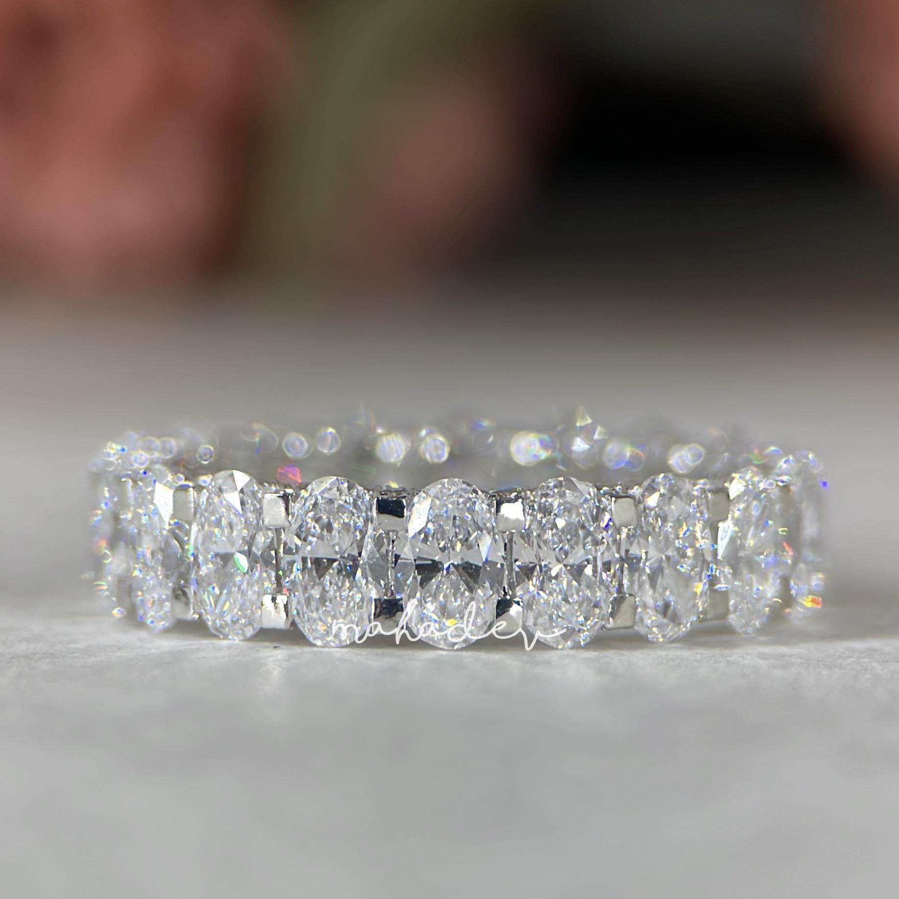 Diamond Wedding Band 10K 14K 18K Solid Gold Stacking Ring Half Eternity ...