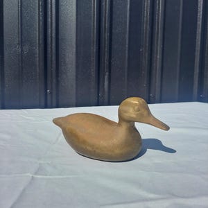 VINTAGE SOLID BRASS Large Duck Statue With Normal Patina - 9.5&quot; Long