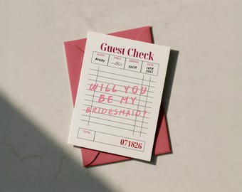 Bridesmaid Proposal Guest Check Card, Editable Canva Template (Instant Download)