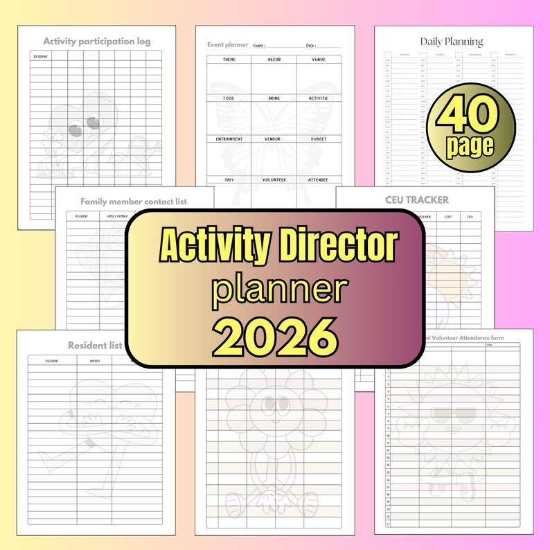 Activity Director Planner 2026: Assisted Living Organizer - Etsy