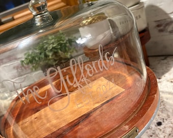 custom engraved cake stand - wedding gift, housewarming gift