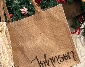 custom burlap tote - teacher gift/bridesmaids gift